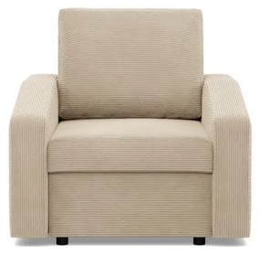 Zeus fotel, döntött kartámasz, kordbársony, hab töltet, bézs