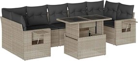 vidaXL 8 részes világosszürke polyrattan kerti ülőgarnitúra párnával