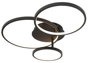 Okos mennyezeti lámpa fekete 3-lámpás távirányítóval - Rondas