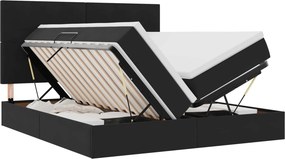 vidaXL Tárolós Ágy matracmal fejtámlával Fekete 200 x 200 cm Bársony