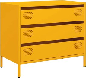 vidaXL mustársárga hidegen hengerelt acél tálalószekrény 68x39x58,5 cm
