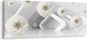 Absztrakt kép fehér virágokkal (120x50 cm)