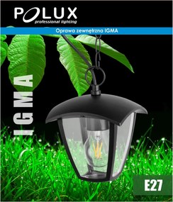 POLUX 311887 IGMA Kültéri Függő Lámpa Matt Fekete IP44