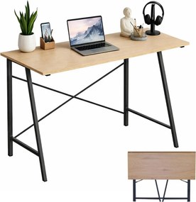 Összecsukható íróasztal / számítógépasztal 100×46 cm, masszív fém vázzal, fekete–aranytölgy – Intenso Home
