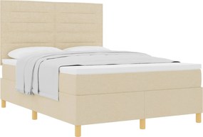 vidaXL Boxrugós ágy matracmal fejtámlával Krém 140 x 190 cm szövet