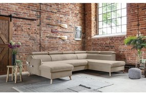 Bézs bársony kinyitható sarokkanapé (jobb oldali-"U" alakú) Sweet Harmony – Miuform