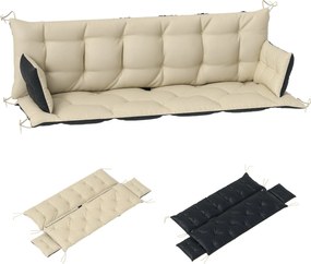 Outsunny 3 Személyes Padpárna 180x110x8 cm Rögzítő Pántokkal, Ülőpárna, Kültéri/Beltéri Székpárna, Ülőfelület, Párnázás a Kerti Bútorokhoz, Hintaülés,