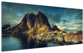 Egy halászati falu képe Norvégiában (120x50 cm)