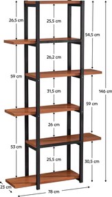Polcállvány, fekete/rusztikus fa, LEMY