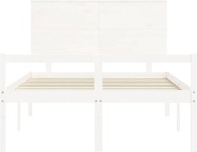 Fehér tömör fa ágy időseknek fejtámlával 140x200 cm