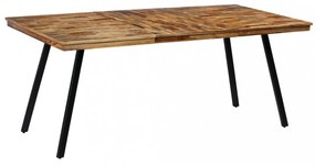 tömör újrahasznosított tíkfa/acél étkezőasztal 180 x 90 x 76 cm