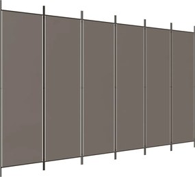 vidaXL 6 paneles antracitszürke szövet térelválasztó 300 x 220 cm