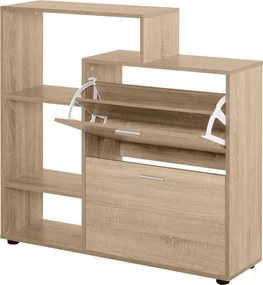 HOMCOM Fa Cipőtároló Polccal és Kockákkal - Cipőszekrény Előszobába, 101.5x25.5x98cm | Aosom