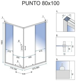 Zuhanykabin Rea Punto black 80x100