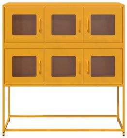mustársárga hideghengerelt acél tálalószekrény 100,5x39x107 cm