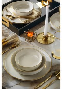 18 részes porcelán étkészlet – bézs/arany