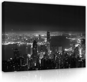 Vászonkép Város Éjszaka Fekete-fehér Vászon Fal A Nappali Hálószobájába 100x70