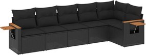vidaXL 6 részes fekete polyrattan kerti ülőgarnitúra párnákkal