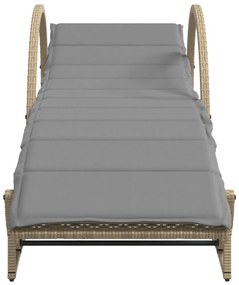 bézs polyrattan napozóágy párnával 60 x 199 x 42 cm