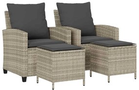 4 részes világosszürke polyrattan kerti ülőgarnitúra párnákkal
