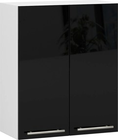 Akasztós Konyhaszekrény Olivia W60 H720 Fehér-fekete Fényes Akd