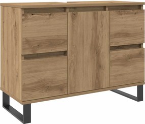 vidaXL kézműves tölgy színű szerelt fa mosdószekrény 80 x 33 x 60 cm