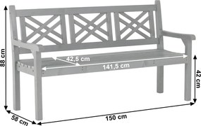 Fából készült kerti pad, szürke, 150 cm, FABLA