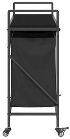 fekete tölgyfa mosodai kosár 3 rekeszes kerekekkel