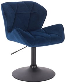 HR111N Tengerkék modern velúr szék fekete lábbal