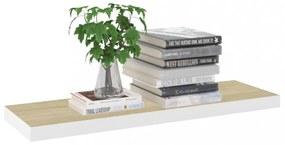4 db tölgyszínű és fehér MDF lebegő fali polc 80x23,5x3,8 cm