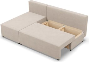 Nobu sarokkanapé, bársony, univerzális oldal, bézs