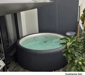 Felfújható pezsgőfürdő, fehér/szürke barna taupe, 4-6 személy, 910 l, Kamino 4 Típus