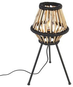 Vidéki állványos asztali lámpa bambusz feketével - Evalin