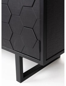 Fekete borovi fenyő alacsony komód 140x58 cm Linc – White Label