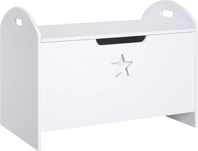 HOMCOM Gyermek Játék Tároló Szervező Doboz Visszafelé Nyitható Fedél Biztonsággal 62x40x46.5 cm Tágas Tér Teherbírás 20 kg Fehér | Aosom