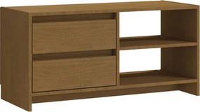 vidaXL mézbarna tömör fenyőfa TV-szekrény 80 x 31 x 39 cm
