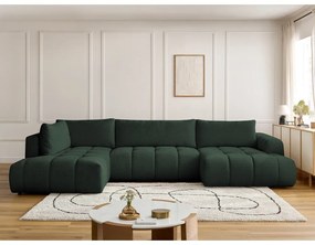 Zöld kinyitható-tárolóhelyes sarokkanapé (bal oldali-U alakú) Fuji – Bobochic Paris