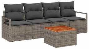 vidaXL Kerti Kanapé Szett párnával 5 pcs Szürke polirattan