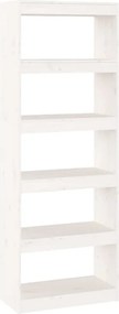 vidaXL fehér tömör fenyőfa könyvszekrény/térelválasztó 60x30x167,5 cm