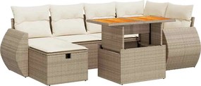 vidaXL 8 részes bézs polyrattan akácfa kerti ülőgarnitúra párnával