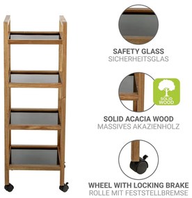 Fekete-natúr színű akácfa fürdőszobai polcos állvány 35x101,5 cm Fondi – Wenko