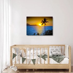 Kép - Naplemente a tenger felett (üvegen) (70x50 cm)