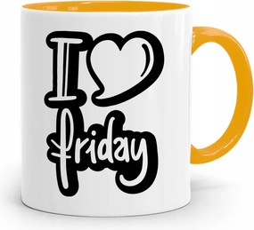 Sárga Bögre Vicces I Love Friday Ajándék fényképes nyomtatással