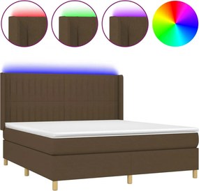 vidaXL barna szövet rugós és LED-es ágy matraccal 180 x 200 cm