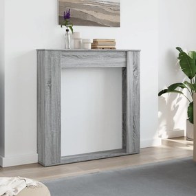 szürke sonoma színű szerelt fa kandallóburkolat 100x20x100 cm