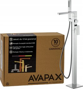 Kádtöltő csaptelep szabadon álló padlóra szerelhető zuhanyszett króm Avapax