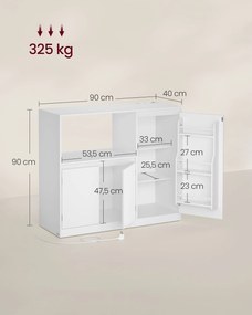 Konyhai tárolószekrény, 3 ajtóval, felhőfehér színben