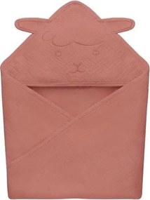 Lionelo - Gyerek kapucnis muszlin törölköző Korallvörös