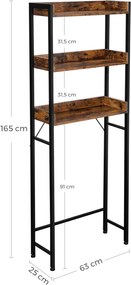 Wc feletti tárolóállvány, mosógép polc 63 x 165 x 25 cm