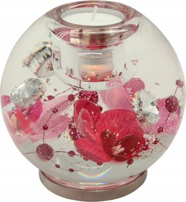 Gyönyörű üveg LED-es gyertyatartó díszített